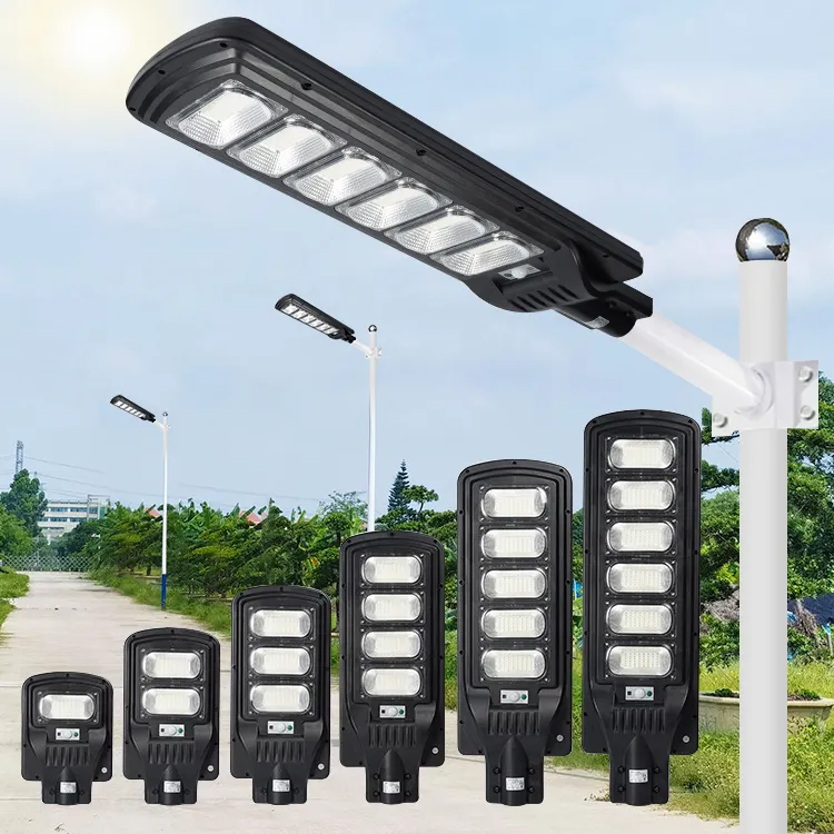 Lampada da strada impermeabile IP65 ABS per esterni luce solare 50w 100w 150w 200w 250w 300w integrata tutto In un lampione solare a Led