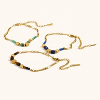 Chaîne en acier inoxydable faite à la main Dingran avec perles en pierre naturelle Bracelets de haute qualité pour dames Style tendance