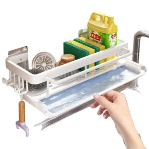 Modern <b>Kitchen</b> <b>Storage</b> Rack Wall-Mounted Punch-Free Seasoning Rack with Drain Basket Hotel Use Eco-Friendly Rag Rack - Product Image 1
