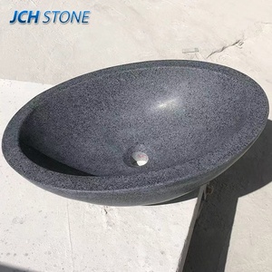 Vente en gros G654 Évier rond en pierre de <span class=keywords><strong>granit</strong></span> naturel gris foncé - Product Image 3