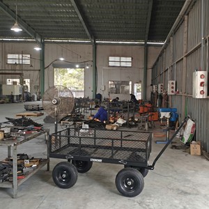 Black Steel Mesh <b>4</b>-<b>Wheel</b> Utility Cart with D-Handle for Outdoor Use - Product Image 5