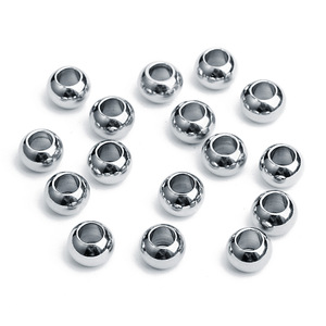 Cuentas espaciadoras redondas |   Cuentas de Bola Lisas de Acero Inoxidable con Baño de Oro PVD de 18K para la Fabricación de Joyería, Pulseras y Collares - Product Image 4