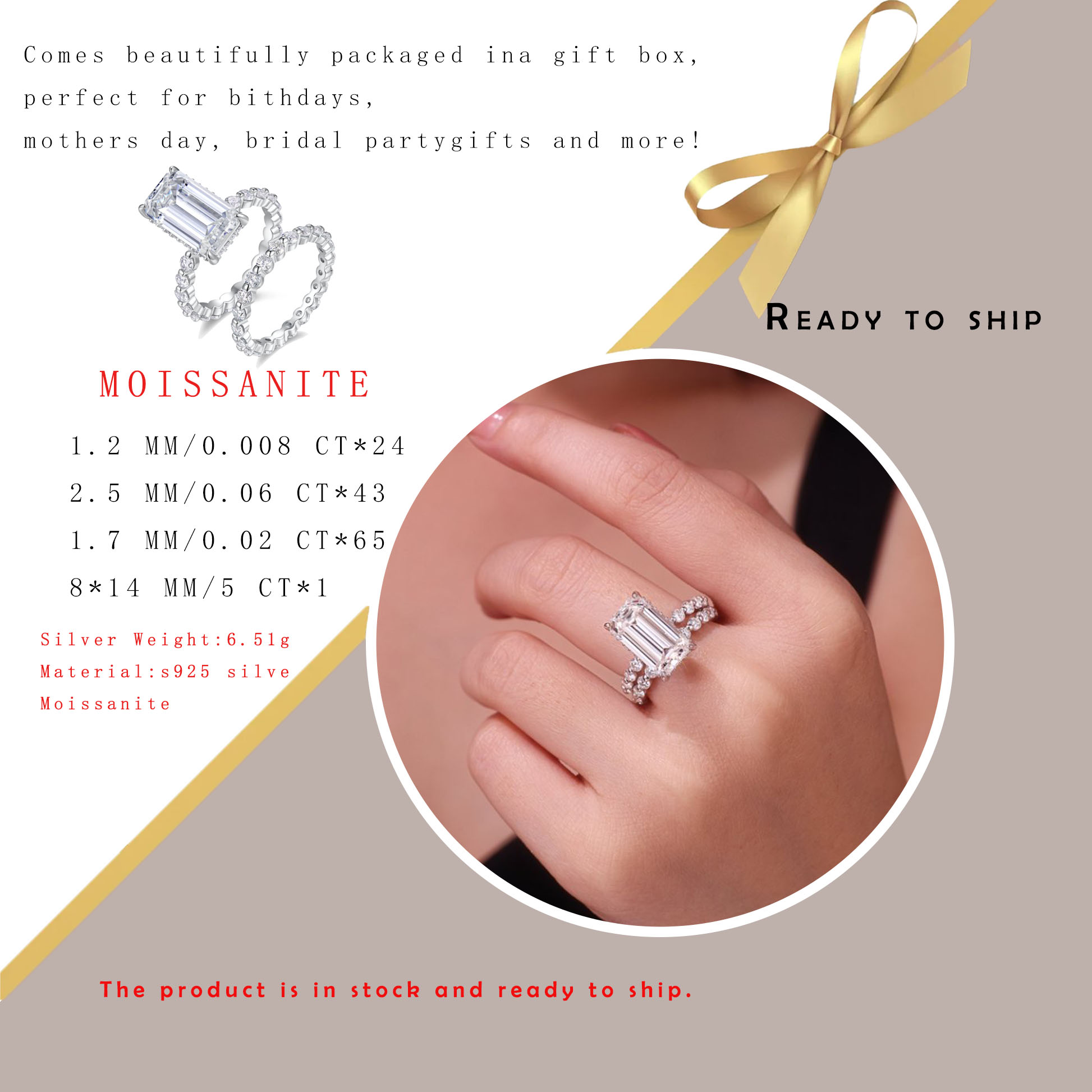 wedding ring set yellow gold emerald cut