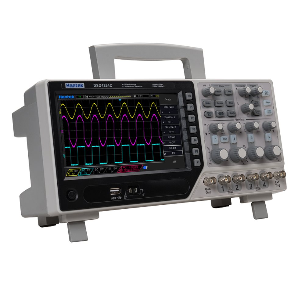 Hantek DSO4204C Kỹ Thuật Số Oscilloscope 200MHz Băng Thông 4 Kênh PC USB LCD Xách Tay Osciloscopio Portatil Điện Công Cụ HLX