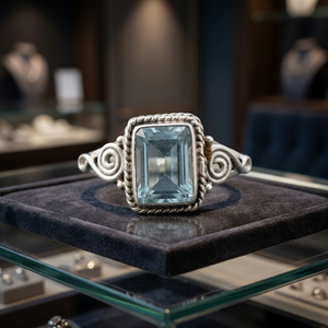Anillo de Topacio azul para hombre y mujer, diseño de piedra natural, ajuste de bisel, venta al por mayor - Product Image 3