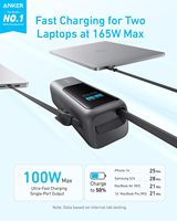 AnkerA1695 25000mAh 165W Power Bank Chargeur portable ultra-rapide pour deux ordinateurs portables Câbles rétractables Batterie de charge rapide
