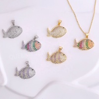 DIY Zirconia Pendentifs Or Poisson Rouge Charmes Poisson Articulé Tridimensionnel Poisson Marin Pendentif Bracelets Colliers