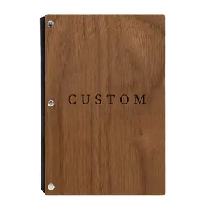 Cuaderno con cubierta de madera de lujo personalizado de alta calidad, planificador de diario para escribir