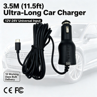 Adaptador de encendedor de coche OEM con cable de carga Tipo-C de 12V 24V a 5V 3A para grabadora de conducción DVR y cargador de coche
