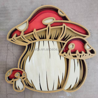 Panneau de table 3D en bois superposé motif forêt de champignons, kit d'artisanat en bois brut pour projet artistique DIY, décoration d'étagère et cadeau