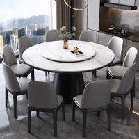 High-End Rock Plate Esstisch und Stuhl Set moderne einfache Haushalt runde Massivholz großen runden Tisch mit Plattenspieler Tisch