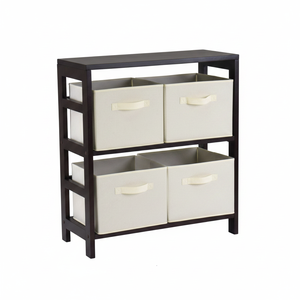 Capri mensola a 2 sezioni M con 4 cestini in tessuto Beige Design pieghevole per un'organizzazione efficiente - Product Image 2