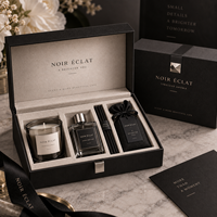 Boîte d'emballage rigide noire écologique personnalisée avec logo brillant de luxe pour parfum, bougie, vêtements, boucles d'oreilles, cadeau haut de gamme, ruban