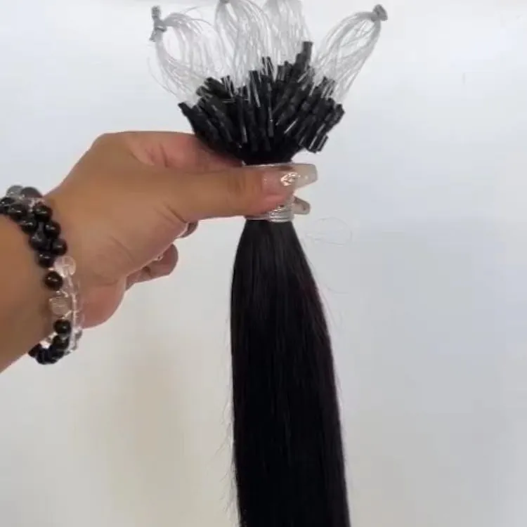 Amara fornecedor Micro anel virgem duplo encalhado extensões do cabelo cutícula alinhada 100% malaio extensão do cabelo alicates micro anel