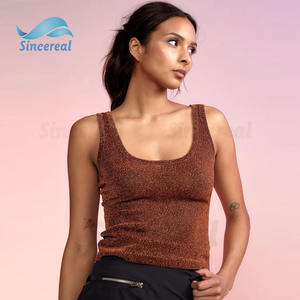 Conception populaire mode encolure dégagée paillettes <span class=keywords><strong>maille</strong></span> 100% Polyester décontracté lumière paillettes brillant beauté recadrée débardeur <span class=keywords><strong>gilet</strong></span> pour les femmes - Product Image 4