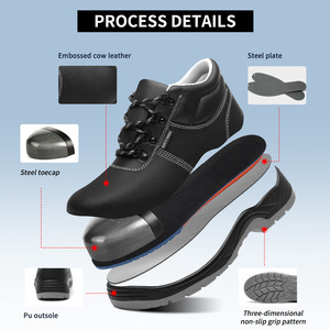 JIANKUN-Botas <span class=keywords><strong>de</strong></span> trabajo <span class=keywords><strong>de</strong></span> seguridad antiperforación antigolpes, suela <span class=keywords><strong>de</strong></span> PU ligera con punta <span class=keywords><strong>de</strong></span> acero, zapatos <span class=keywords><strong>de</strong></span> cuero <span class=keywords><strong>de</strong></span> vaca en relieve <span class=keywords><strong>de</strong></span> malla transpirable - Product Image 2