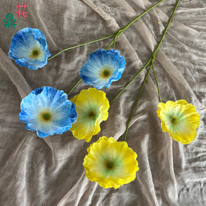 Fleurs de pavot artificielles en soie, couleurs mélangées, faites à la main, décorations de mariage pour toile de fond de cérémonie, allée d'hôtel - Product Image 2