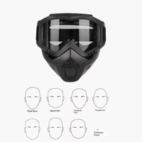 Masque facial anti-UV pour la chasse, l'entraînement, le ski, le cosplay, le cyclisme, la randonnée, masque tactique détachable coupe-vent avec verres épaissis