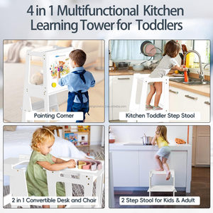 Hauteur réglable bois <span class=keywords><strong>pliable</strong></span> <span class=keywords><strong>Observation</strong></span> bambin escabeau enfants <span class=keywords><strong>tour</strong></span> d'apprentissage cuisine aide <span class=keywords><strong>tour</strong></span> - Product Image 2