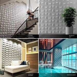 Panneau mural 3D décoratif en <span class=keywords><strong>pierre</strong></span> PU au design moderne, texture de brique de ciment à lignes pliées pour les applications en villa et en hôtel - Product Image 5