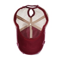 Gorra de béisbol de malla para mujer, para las cuatro estaciones, con orificio para cola de caballo, para exteriores, acabado lavado, color liso, snapback, con logo, de 6 paneles, ajustable, para coche