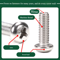 Sekrup Mesin Metrik Kepala Pan Head Baja Tahan Karat Huayuanxing 304, Panjang M3/M4/M5/M6/M8 Level 6.8, Finishing Standar