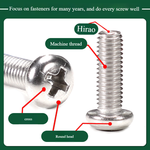 Tornillo Métrico de Cabeza Redonda de Acero Inoxidable 304, Tornillo de Máquina de Cabeza Plana Alargado M3/M4/M5/M6/M8, Nivel 6.8 - Product Image 6