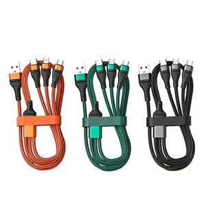 Universal 100W 6A USB Data Charger Cable 3in 1 Fast Charging Data Cable for iPhone OPPO Oneplus Samsung 3 IN 1 1.2M Usb Cable