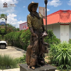 Grandes sculptures de cow-boy de voyage grandeur nature Statues en bronze occidental à vendre en extérieur - Product Image 5