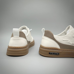 Baskets classiques blanches en cuir pleine fleur pour hommes, chaussures décontractées à semelle souple, tendance printemps/automne pour jeunes - Product Image 6