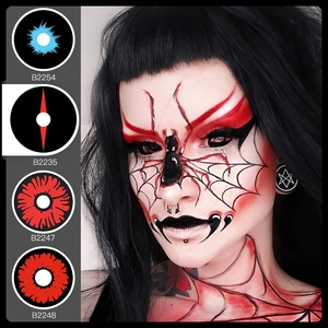 Pseyeche Lentilles Sclérales d'<span class=keywords><strong>Halloween</strong></span> 22mm Lentilles de Contact Noires et Blanches pour Œil Complet Lentilles de Contact Coréennes pour Cosplay - Product Image 1