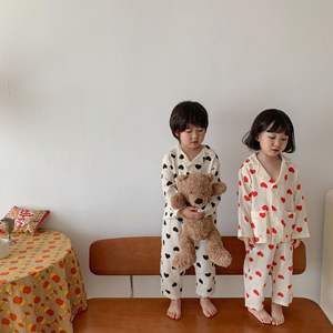 <span class=keywords><strong>Pyjama</strong></span> à manches longues 100% coton pour enfant, ensemble 2 pièces, vêtements de nuit, en mousseline, imprimé, décontracté, pour fille et garçon, boutique - Product Image 4