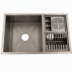 Lavello da <span class=keywords><strong>Cucina</strong></span> Artigianale in Acciaio Inossidabile 304 con Scolapiatti Integrato a Scomparsa per Piano di Lavoro - Product Image 6