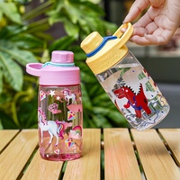 Bouteille d'eau sport pour enfant 500 ml en PC, anti-fuite et réutilisable avec poignée et bouchon à bouton, design portable