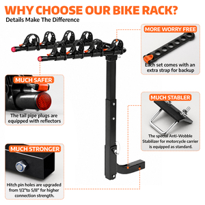 Support de vélos pliable pour attelage de 2 pouces, capacité 140 LBS, pour SUV, camion, camping-car - Vente en gros usine - Product Image 6