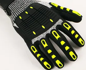 Guantes de Trabajo de Seguridad Resistentes a los Cortes, Recubiertos de Nitrilo Arenoso TPR, Anti EN388 4X43DP, para Mecánicos, de Alto Impacto - Product Image 3