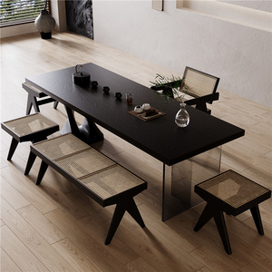 Thiết Kế Mới Rắn Bàn Gỗ Màu Đen Cổ Điển Nhà Ăn Bàn Ăn Mộc Mạc - Product Image 2