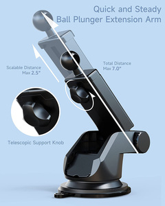 Vente en gros 17mm tête sphérique ventouse tableau de bord support de montage ABS voiture pare-brise support de téléphone accessoires support de téléphone portable support - Product Image 2