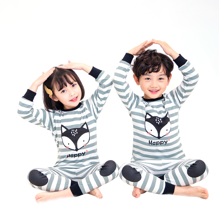 Оптовая продажа; Детские хлопковые пижамы в полоску с принтом