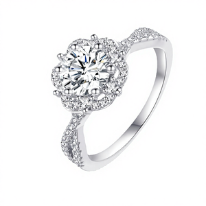 Anillo de Boda de Lujo con Moissanita de 1 Quilate, Corte Brillante, 6 Garras, Plata de Ley 925 - Product Image 4