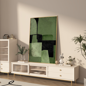 Pintura al Óleo Abstracta Hecha a Mano sobre <span class=keywords><strong>Lienzo</strong></span>, Verde Oscuro, <span class=keywords><strong>para</strong></span> Sala de Estar, Recibidor, Comedor, Dormitorio, Mural - Product Image 2