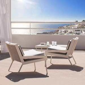 Ensemble <span class=keywords><strong>table</strong></span> et chaises d'extérieur en bambou de style minimaliste moderne avec structure en fer pour cour, jardin, villa, hôtel et balcon - Product Image 4