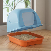 Caixa de Areia para Gatos Fechada com Tampa Removível, Bandeja de Areia em PP com Grande Abertura Frontal e Pá para Areia para Uso Doméstico