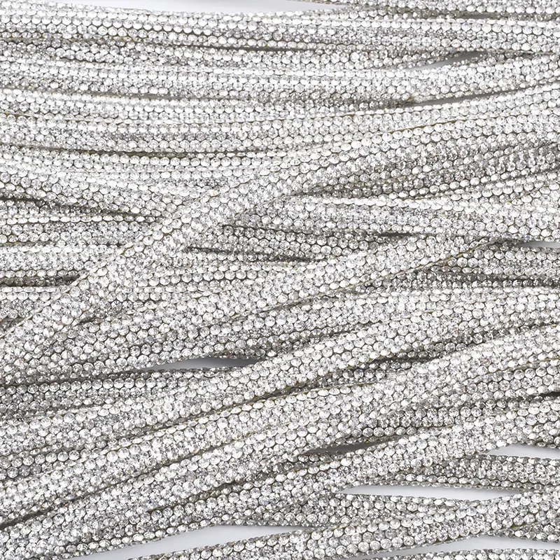 High Quality Crystal Tube Trim Banding AB Crystal Cord Glass Rhinestones Chain For Clothes Bracelet Jewelry Crafts