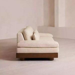 Canapé en tissu et bois massif, design minimaliste nordique, salon, double ou triple place, rembourré - Product Image 4