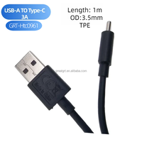 Kabel pengisi daya Cepat tipe C, USB-A tahan lama 1M 3A Empat core Data kecepatan tinggi untuk Android HTC
