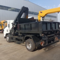 Grue articulée pliante 4T à 3 sections montée sur camion avec benne coulissante amovible à crochet pour le levage de déchets et de matériaux de construction