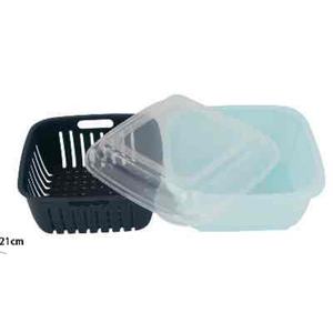 Cesto di scarico in plastica resistente con coperchio per la conservazione degli alimenti e il contenitore della cucina - Product Image 1