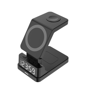 3-Trong-1 Đồng Hồ Báo Thức 15W Sạc Không Dây Xách Tay Phổ Điện Thoại Di Động Từ Tính Sạc Đứng Cho iPhone 12/13 Cho Airpods 2/3 - Product Image 4