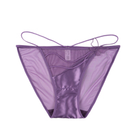 Culotte sexy taille basse pour femme en satin et résille, avec nœud décoratif et découpes, douce, agréable pour la peau, séchage rapide et respirante